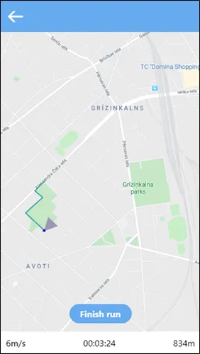 The running view with the simple stats